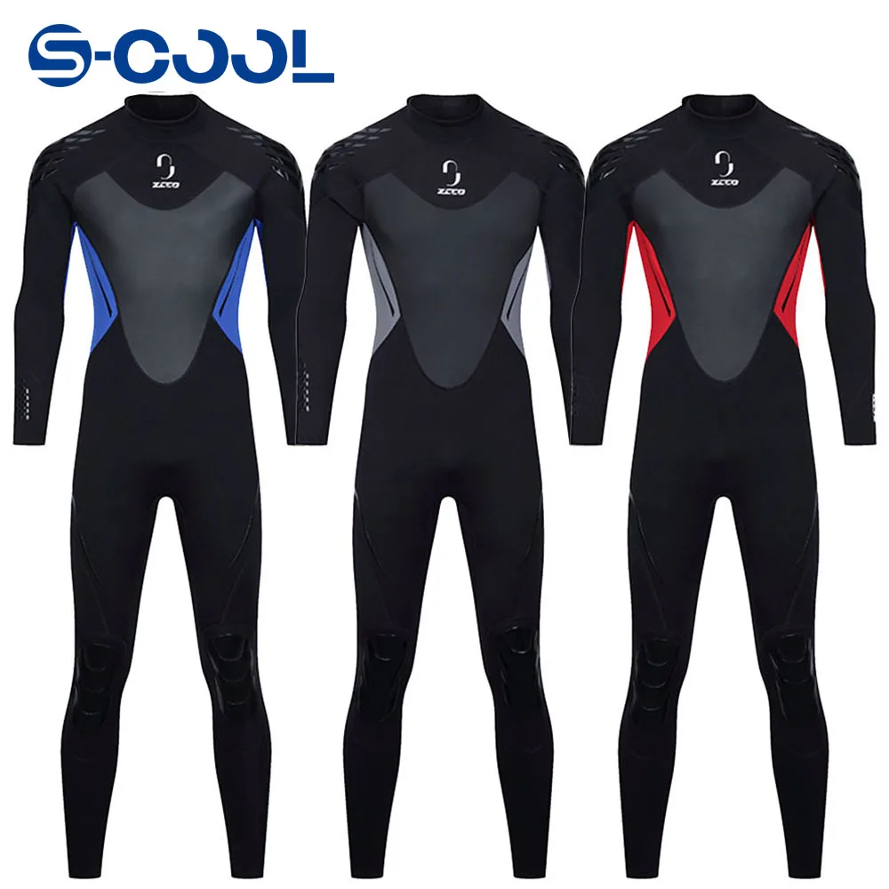 

3mm Men's Wetsuit Long One-piece Zipper Thickened Warm Scuba Diving Suit Neoprene Spearfishing Swimwear Surfing Swim Wetsuit