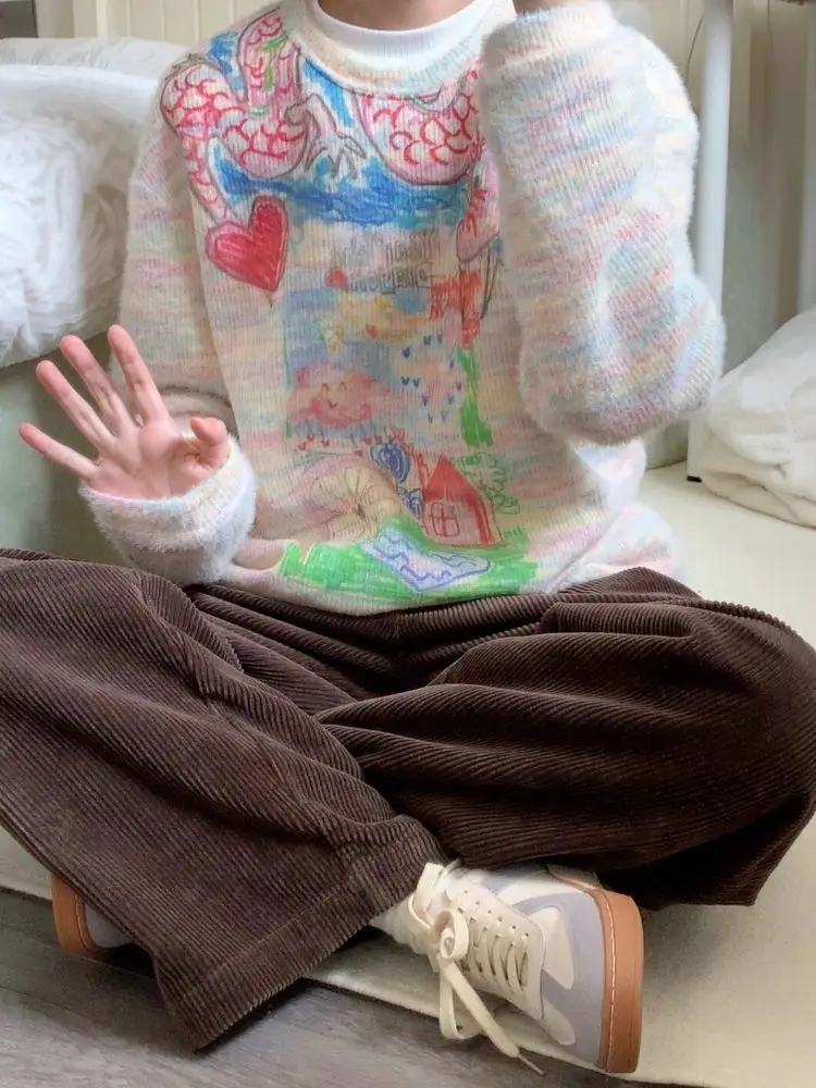 Милый свитер Korobov в стиле преппи с длинным рукавом винтажные дизайнерские