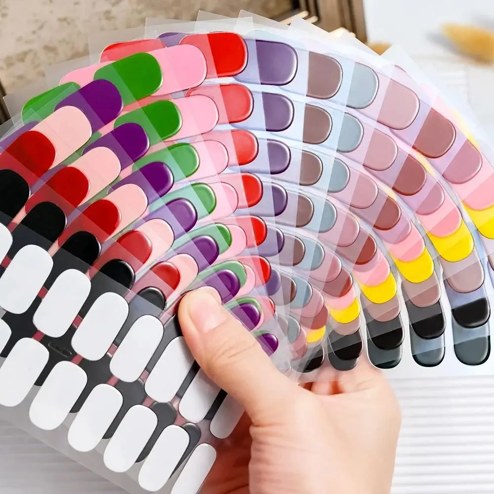 16 типов модных однотонных гелевых наклеек для ногтей 5D полное покрытие декор