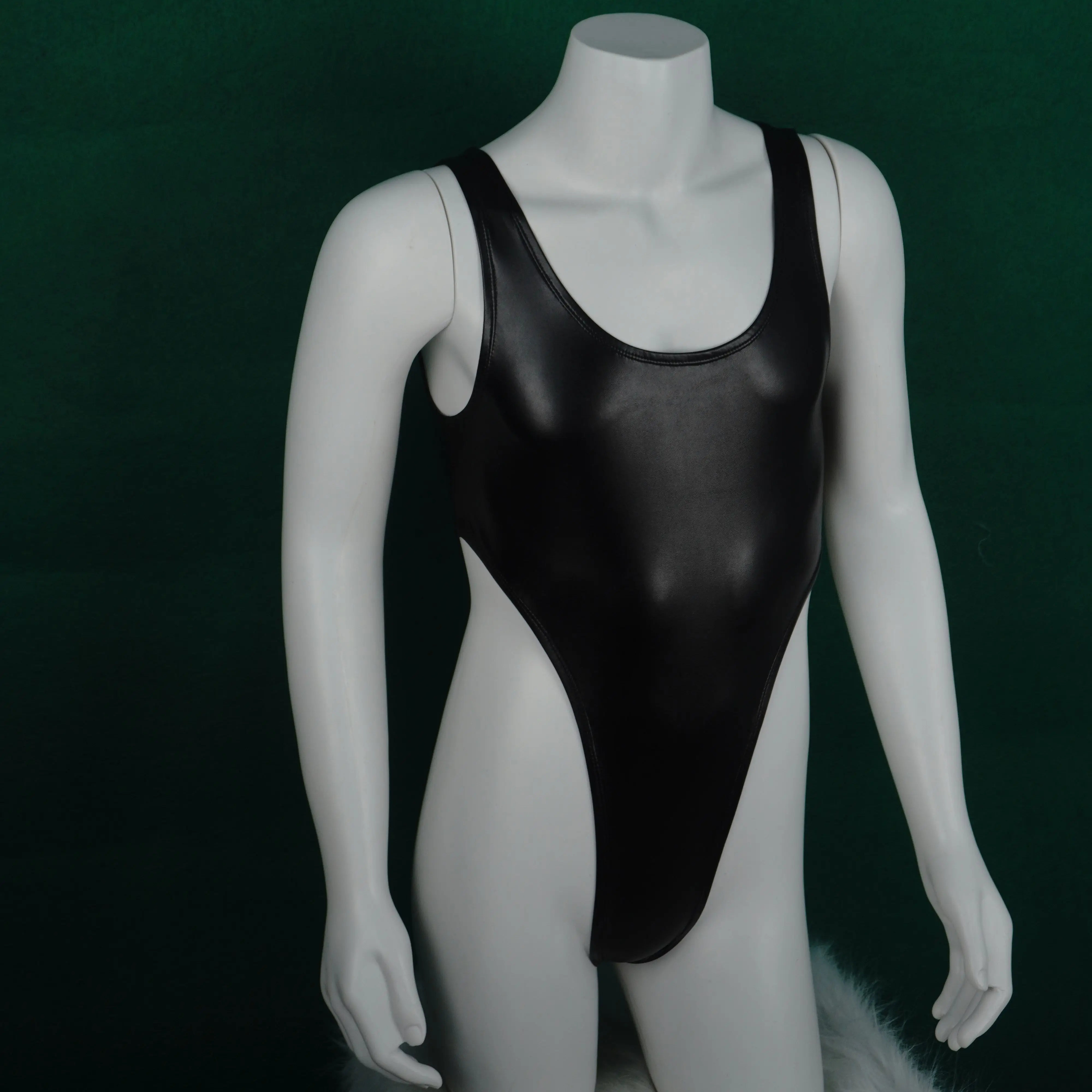 Мужская одежда из искусственной кожи сексуальные стринги комбинезон пикантные