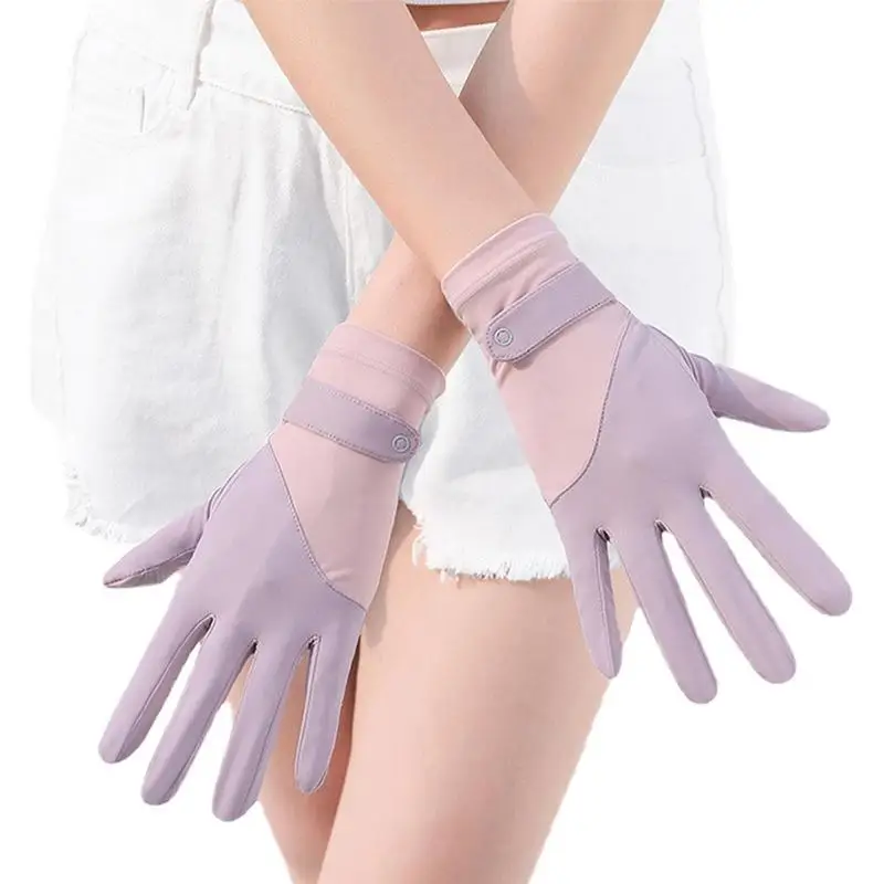 Sun Gloves Splicing Ice Silk Sun Protection Gloves For Women