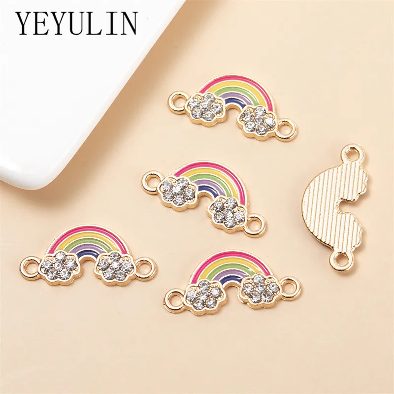 

YEYULIN 10 шт./упак. 22*10 мм кристалл Радуга шармы Соединительный кулон для женщин девушек DIY ожерелье браслет ювелирные изделия аксессуары