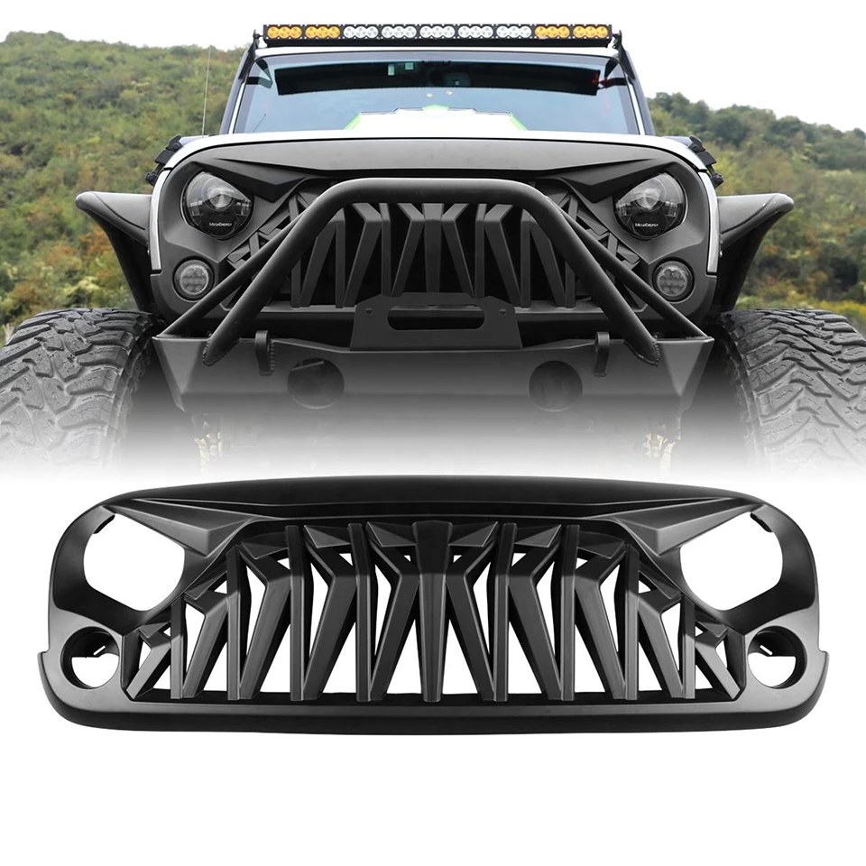 JK Hunter Eagle Falcon Style Racing Grill Gladiator Vader Front Guard Grids for Jeep Wrangler JK 2007-2017 images - 6