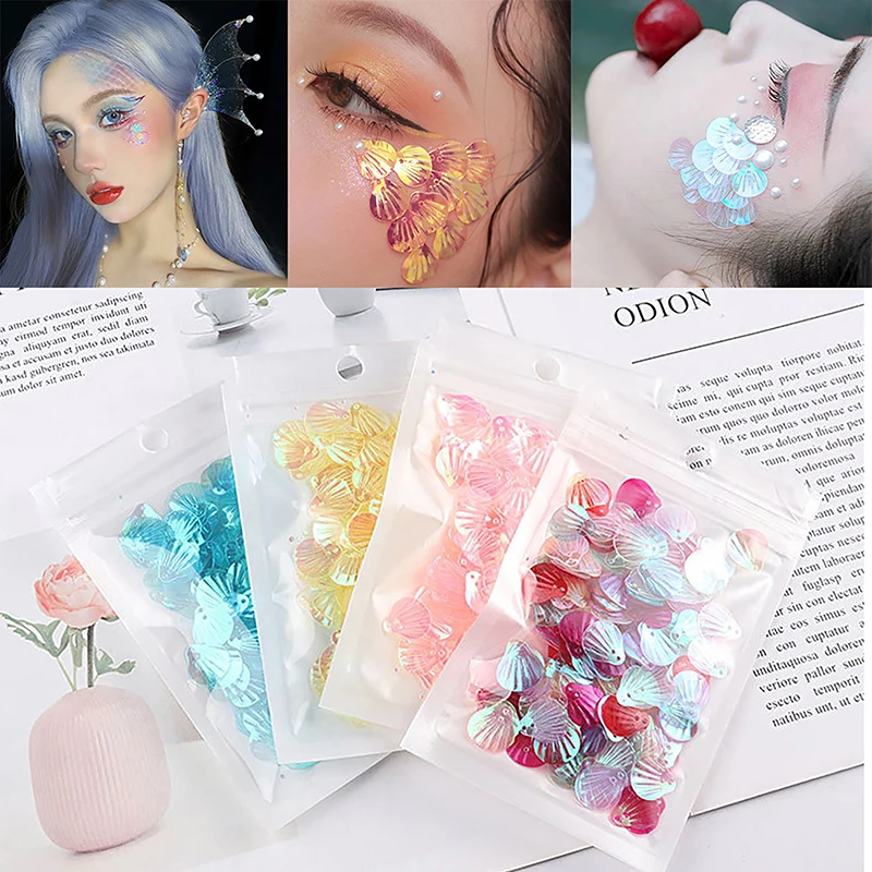 

Fashion Sparkly Jewelry Stickers PVC Material Cute Shell Fish Scale Glitter Party Makeup Eyeliner Embellishment Eye Makeup