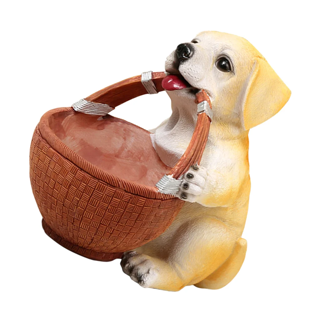 

Key Basket Box Bowl Holder Trinket Adorable Candy Style Pastoral Decorative Dog Statue Stoarge Resin Entryway Table Storage