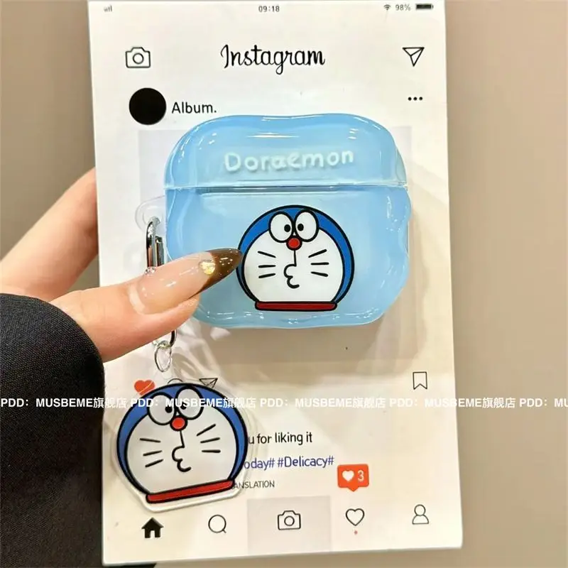 Cartoon Anime Doraemon Airpods 1/2 Generation Headphone Case Big G Nobita Nobi Iphone Wireless Bluetooth Pro with Pendant