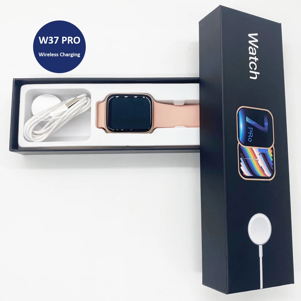 

2021 Watch series 7 new flat edged design smartwatch w37 pro reloj intelligente iwo smart watch serie 7