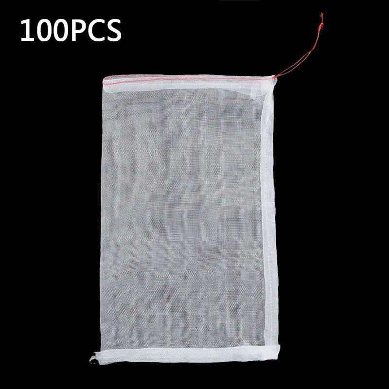 

100x Set Net Bags Plant Sack Pouch Protector Reusable Drawstring Fruit Anti Pest