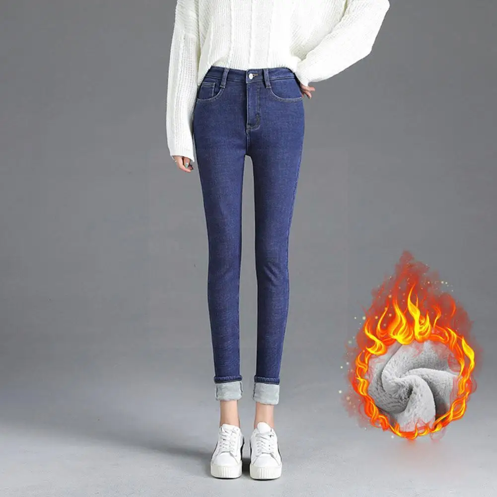 

2021 Winter New Women's Jeans Plus Velvet Super Stretch Warm Pants Casual Size Sexy Plus Women's High Jeans Waist L3k7