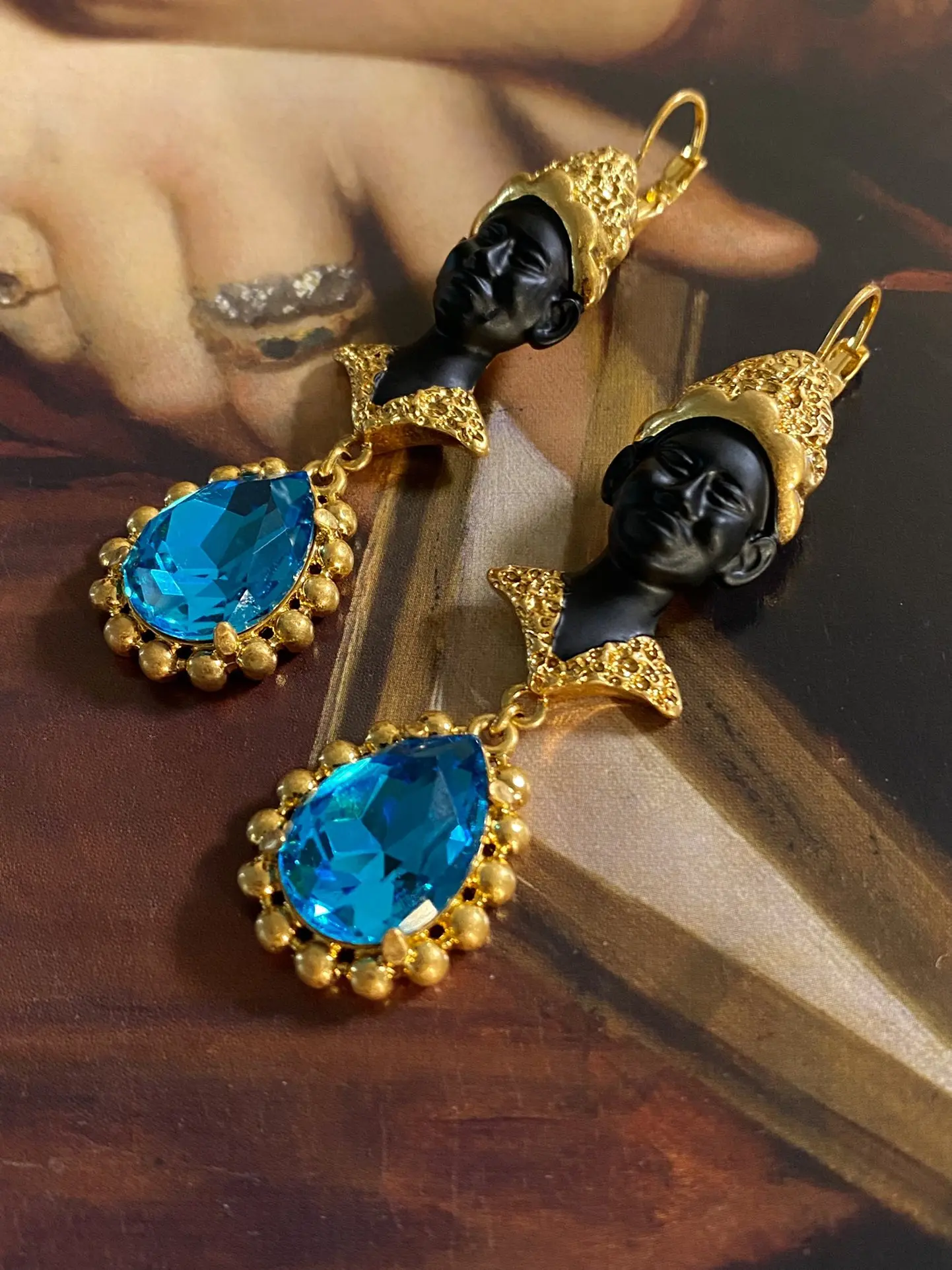 

Jewelry Wholesale Water Drop Zircon Luxury Vintage Brass Earrings