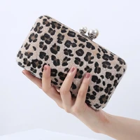 sexy leopard women evening bags new desing pu fashion ladies party clutches leather pearl chain shoulder purse