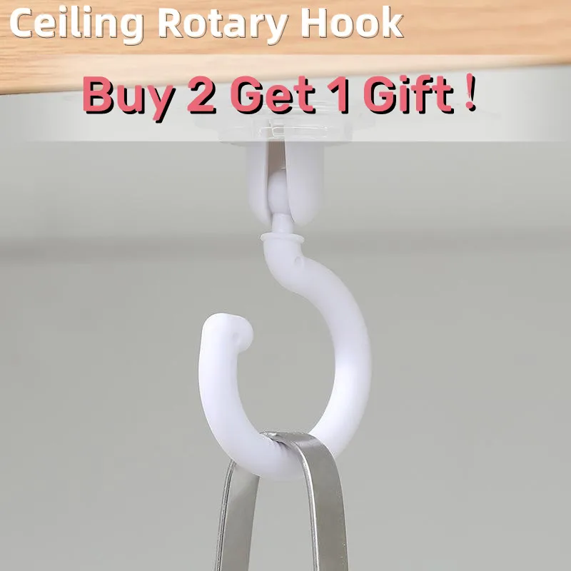 

Ceiling Rotary Hook Strong Hook Household Multifunction Adhesive Hook Kitchen Bathroom Wall Key Hanging Door Back Coat Hook