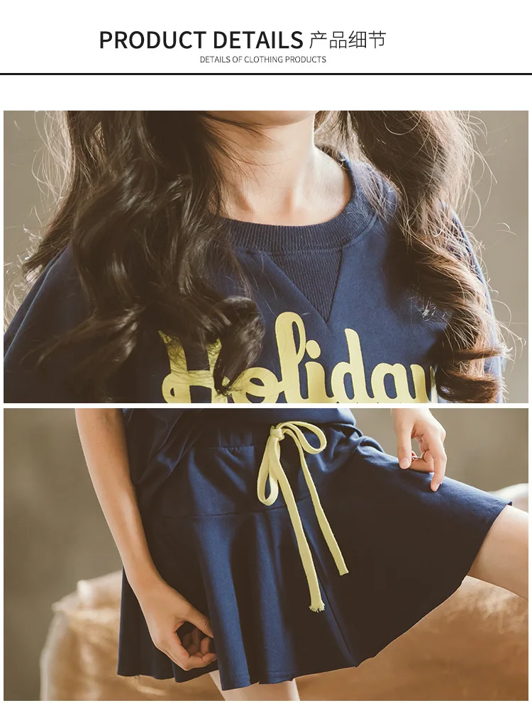 2022 summer Children teenager tracksuit Clothing Sets baby Girl Clothes Cotton T Shirt + Skirt Pants plus Size 6 8 9 10 12 Year