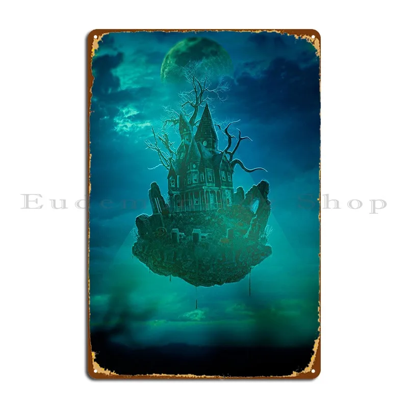 

Металлический плакат с надписью «Дом привидений»