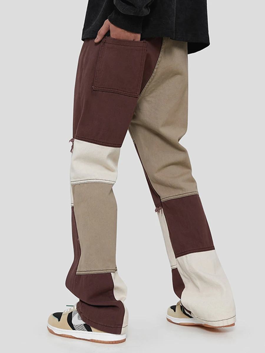 Four Seasons Men's Jeans Casual Slim Stitching Hip Hop Men's Loose Jeans Men's Fashion Trend Pants Streetwear Ins Hot Sale JEANS