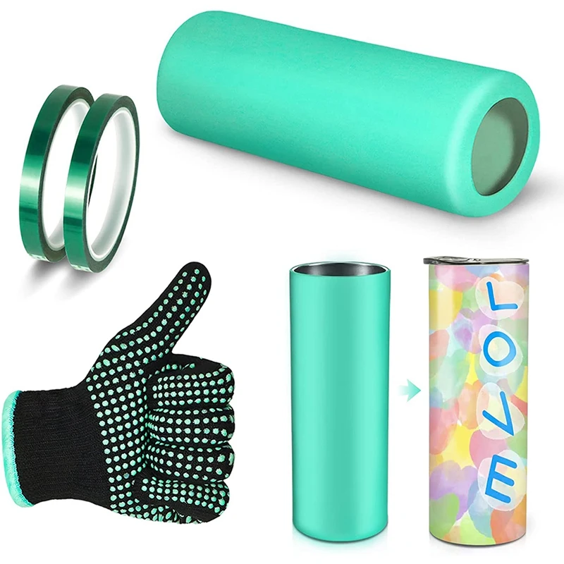 

HOT Tumblers Silicone Bands Sleeve Kit For 20Oz Straight Blanks Cups With Heat Resistant Gloves,Tumbler Heat Press Machine
