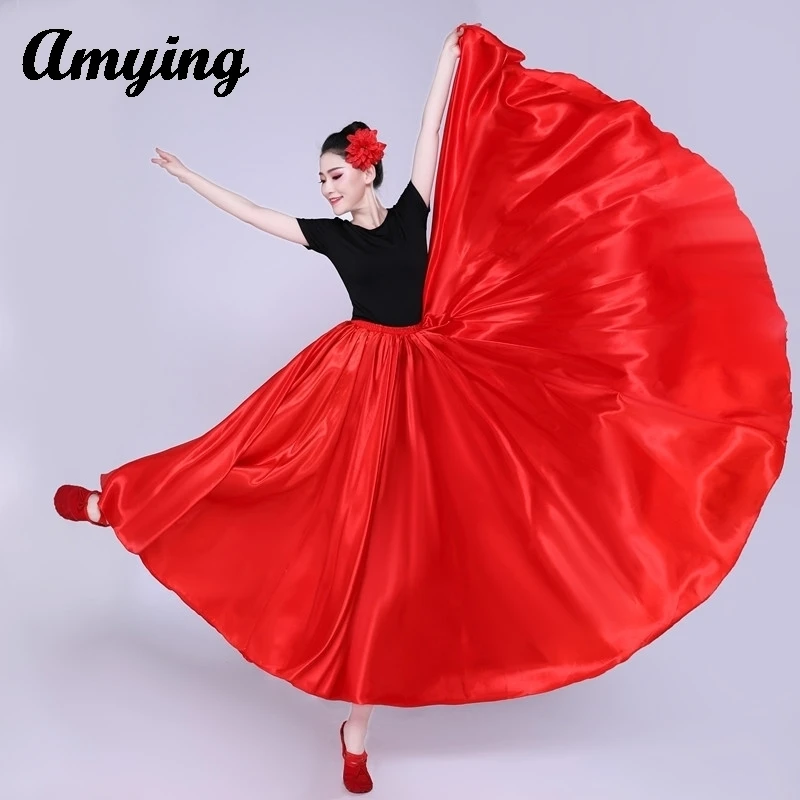 Новая атласная юбка на 360/540/720 градусов женский танцевальный сценический костюм