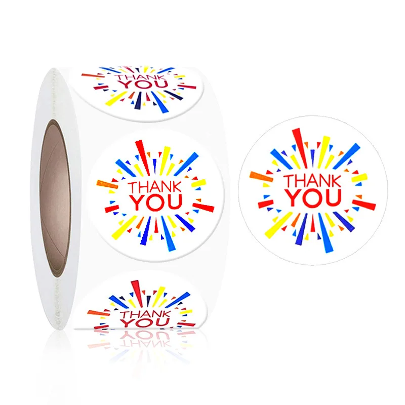 

New 500pcs/Roll Thank You 1inch Stickers Envelope Seal Labels Gift Packaging Stickers Wedding Birthday Party Offer Stationery