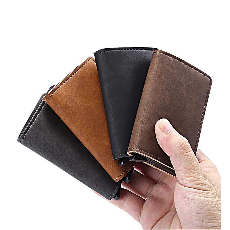 New Arrival Men's Automatic RFID Multi-function Wallet Purse Moneybag Gifts Business Daily Bags Black Brown Grey Red Card Holder
