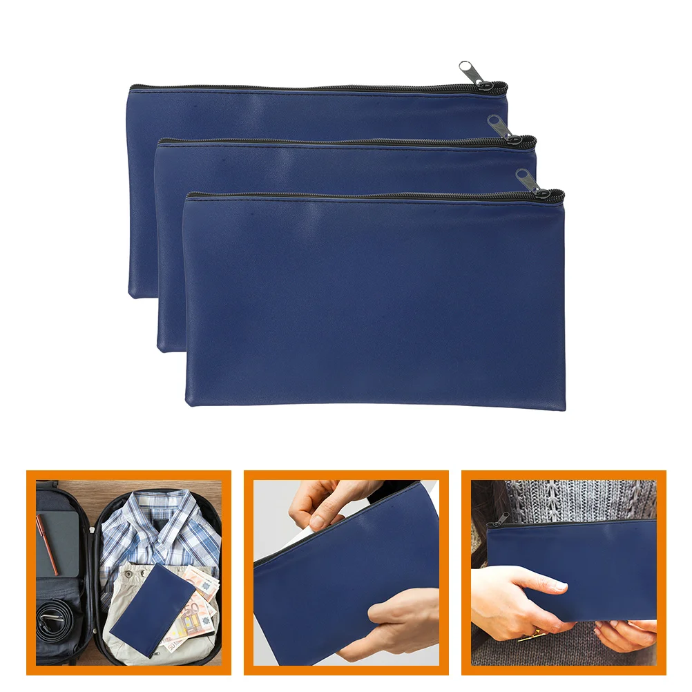 

3 Pcs Money Bag Bags Money Pouch Lottery Ticket Holders Envelope Saving Envelopes Zipper Zippered Pouches Organization Cash