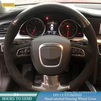 diy customized durable suede leather car steering wheel cover for audi a3 a5 a4