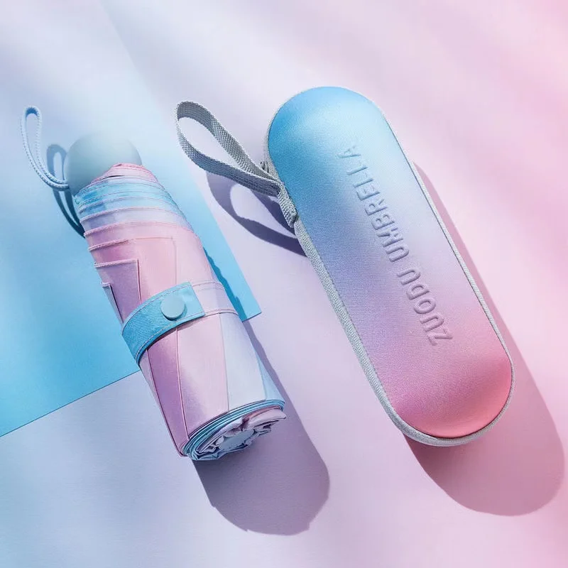 

2023Sunny rain dual purpose sunshade sunscreen UV protection capsule mini super light small portable pocket umbrella