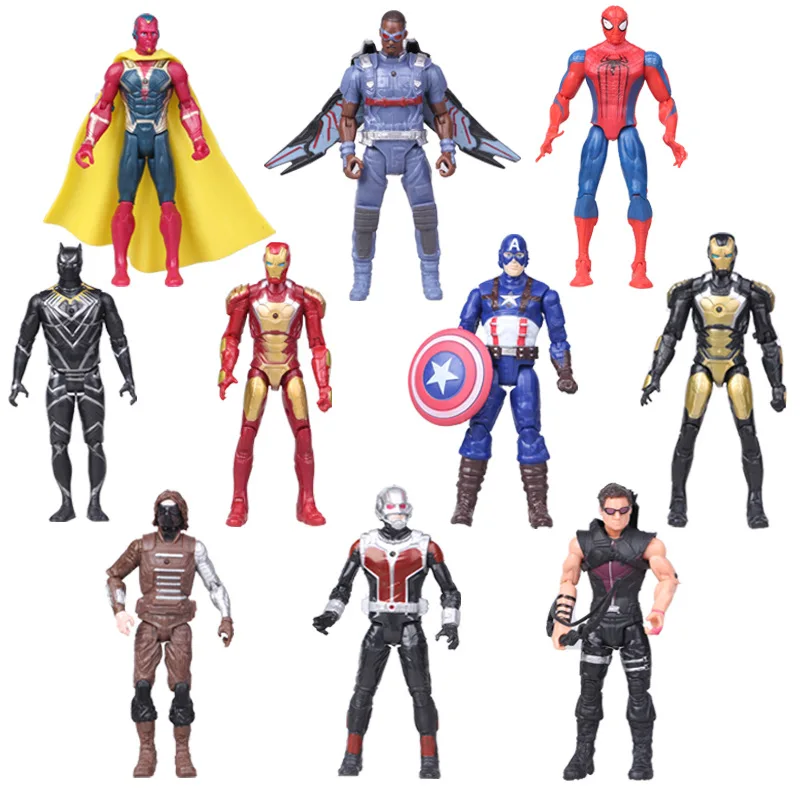 

10pcs/Set Marvel Avengers Captain America Civil War Action Figures Iron Man Spiderman Barnes Hawkeye Falcon Model Toys