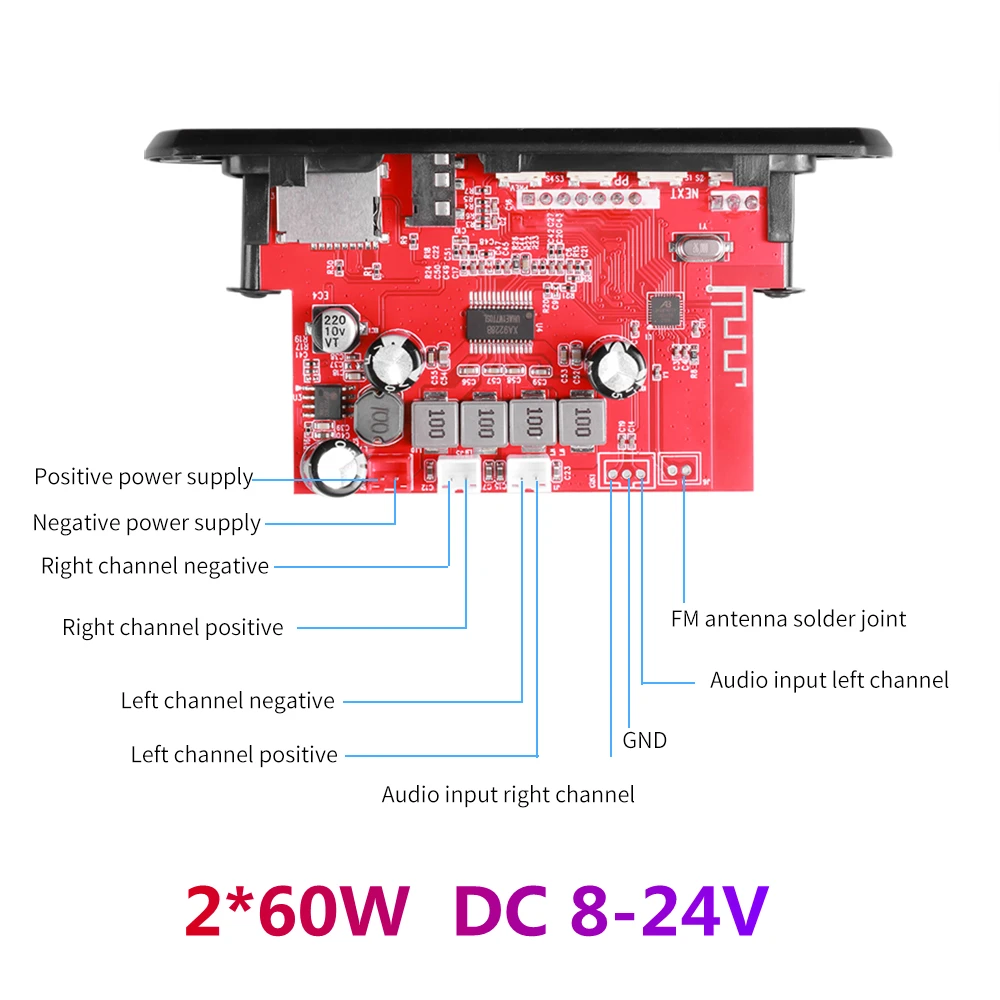 

120W 80W Amplifier MP3 Decoder Board Bluetooth 5.0 Handsfree 12V 24V Wireless Music Player Audio Modul USB TF FM Radio For Car