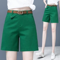 womens shorts summer casual linen shorts female high elastic waist short ladies fashion streetwear short pants a64