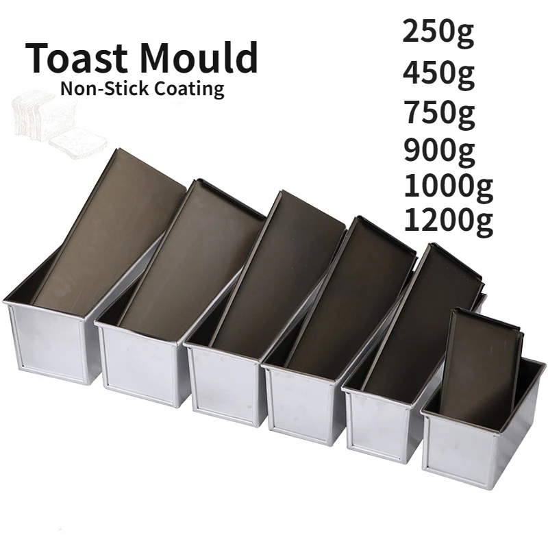 

250g/450g/750g/900g/1000g Toast Molds Aluminum Alloy Non-stick Coating Toast Boxes Bread Loaf Pan Cake Mold with Lid Bakeware