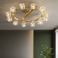 deyidn nordic copper crystal chandelier gold copper round 6812 lights creative personality restaurant bedroom living room lamp
