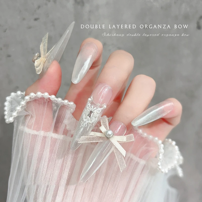 1 шт. Eugen пряжа лук двухслойная лента красочные украшения для ногтей с