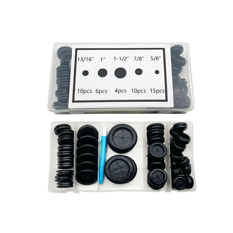 

Черная резиновая втулка 45 шт., комплект упорных колец с отверстием для брандмауэра, для автомобильного электрического провода, Комплект прокладок для цилиндрического клапана, водяной трубы
