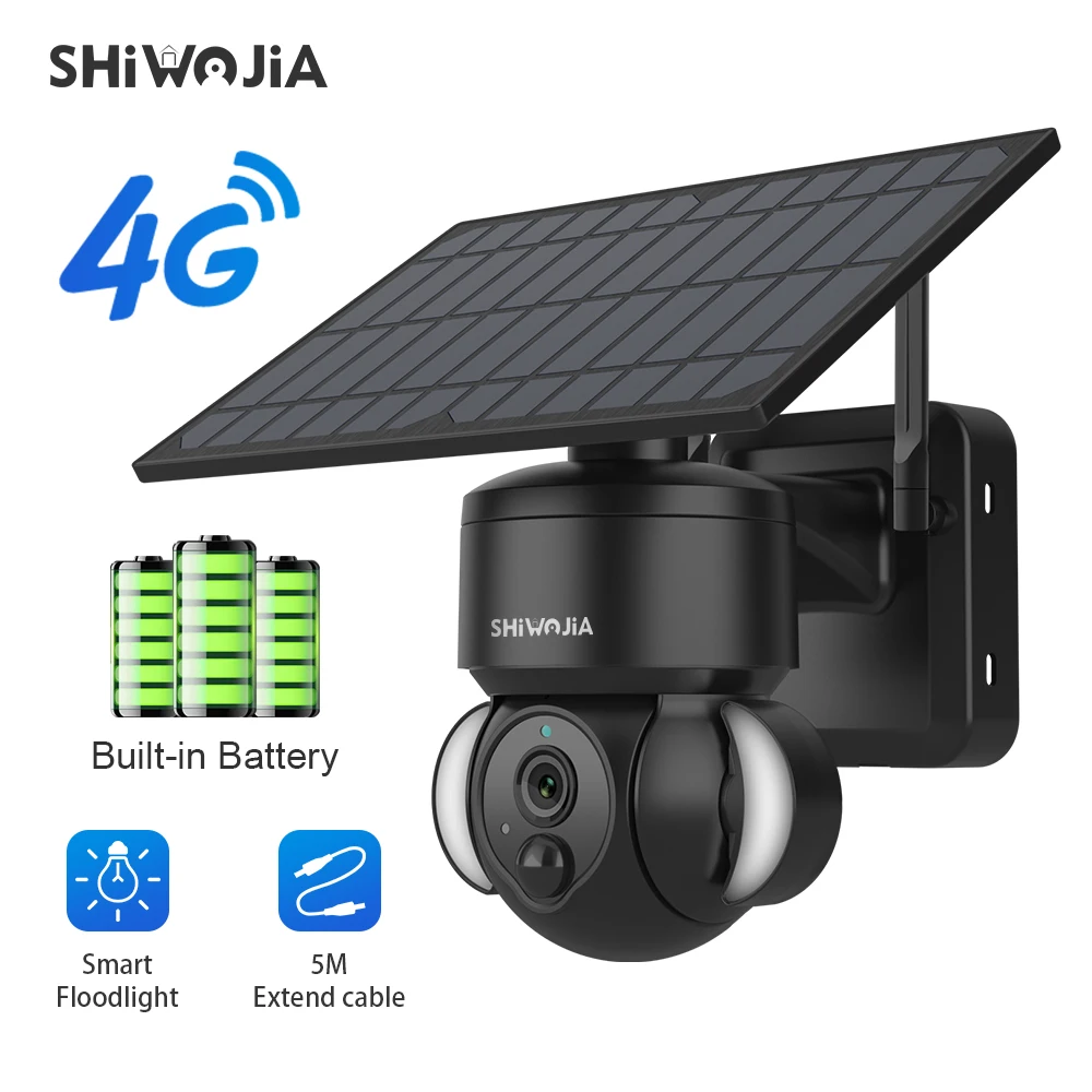 SHIWOJIA 4G sim-карта Солнечная камера 2MP наружная солнечная панель безопасности CCTV