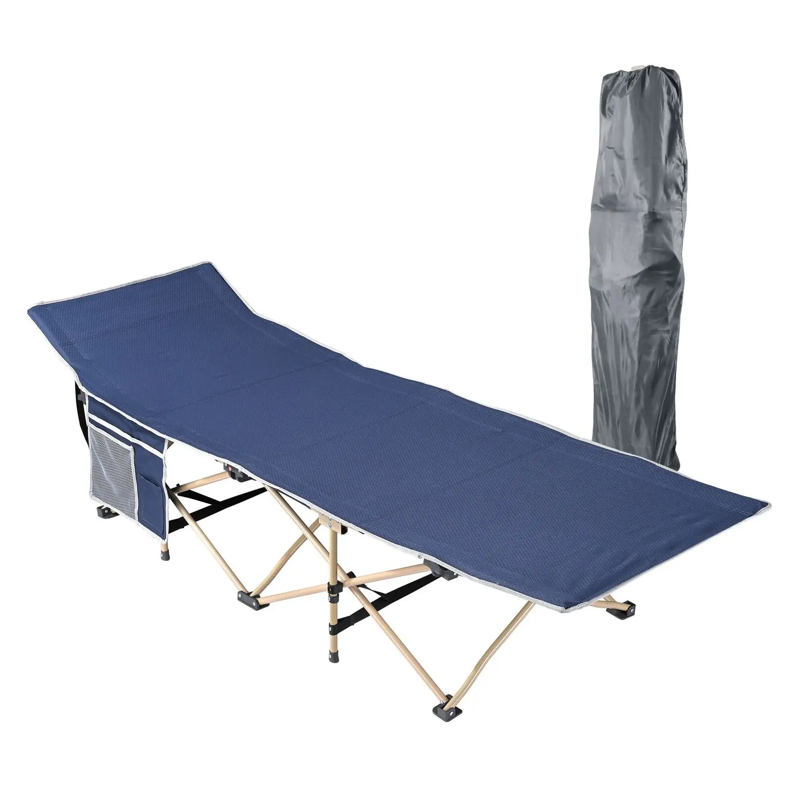 

75 X27 X14 X-shape Structure Frame Folding Camping Cot Portable Cot Blue