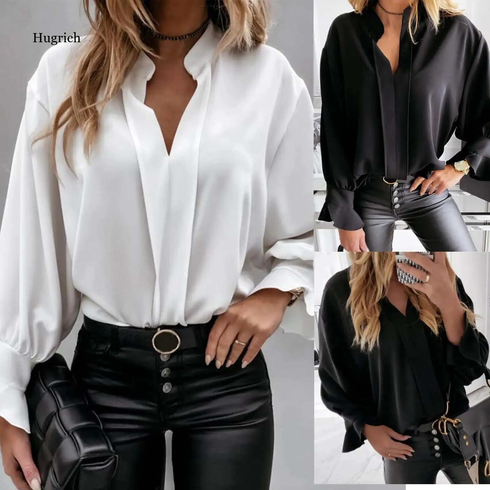 

Elegent Fashion Ruffles Blouse Autumn Winter Sexy V-Neck Tops Female Women Long Sleeve Shirt Blusas Femininas Clothing Pullover