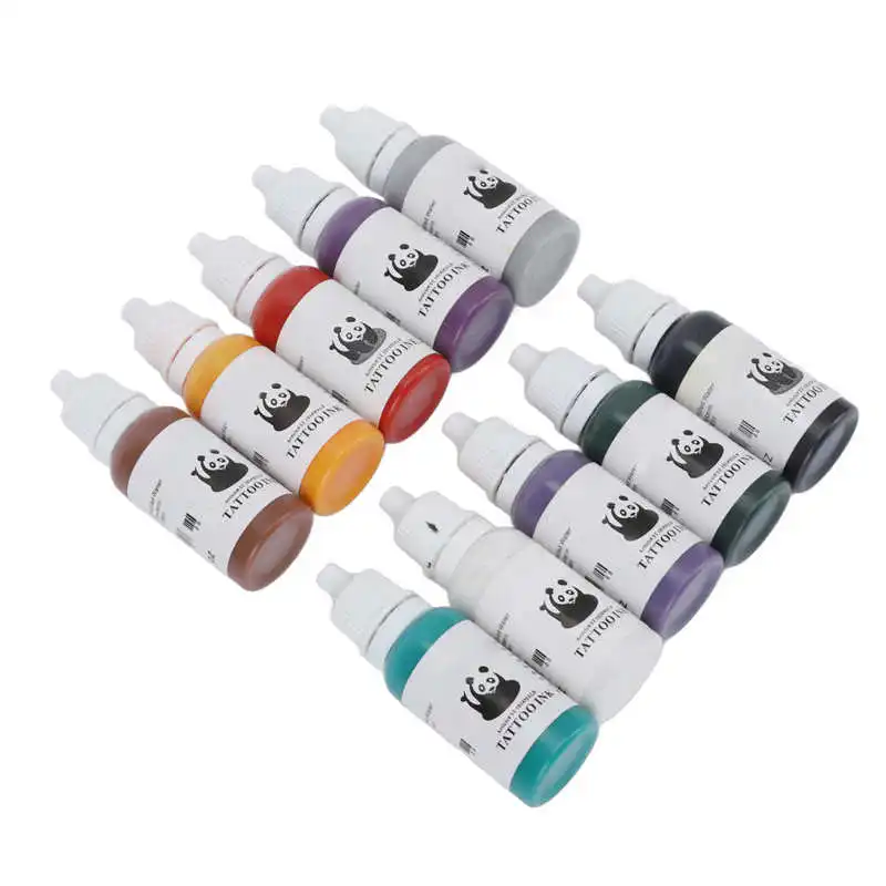 

Tattoo Ink Kit 10 Bright Colors 15ml Per Bottle Easy Coloring Tattoo Color Pigment Sealed Bottle for Practice