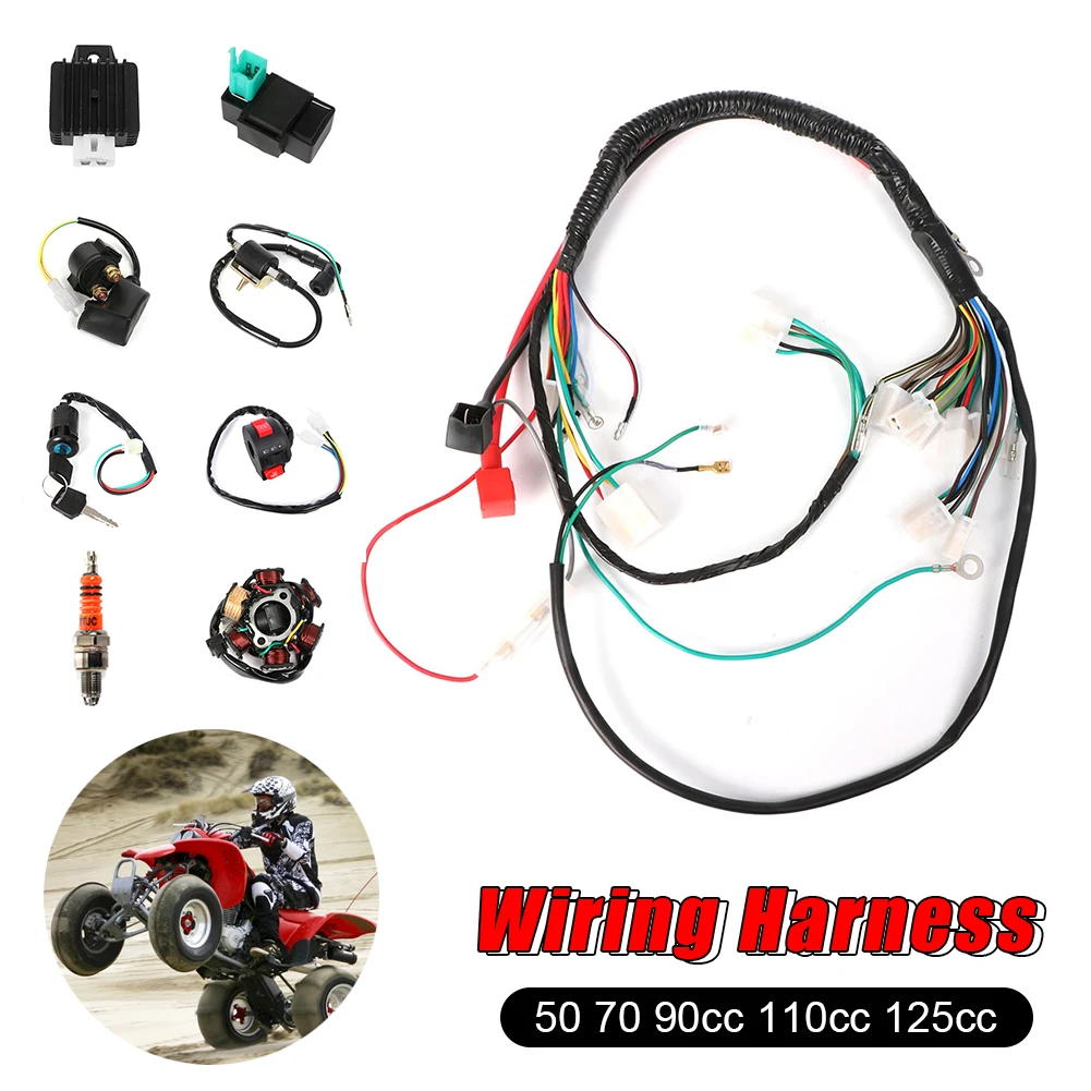 

Полный Жгут проводов зажигания Mini ATV CDI комплект зажигания CDI для мотоцикла ATV Quad питбайка Багги Go Kart 50 70 90 110 125cc
