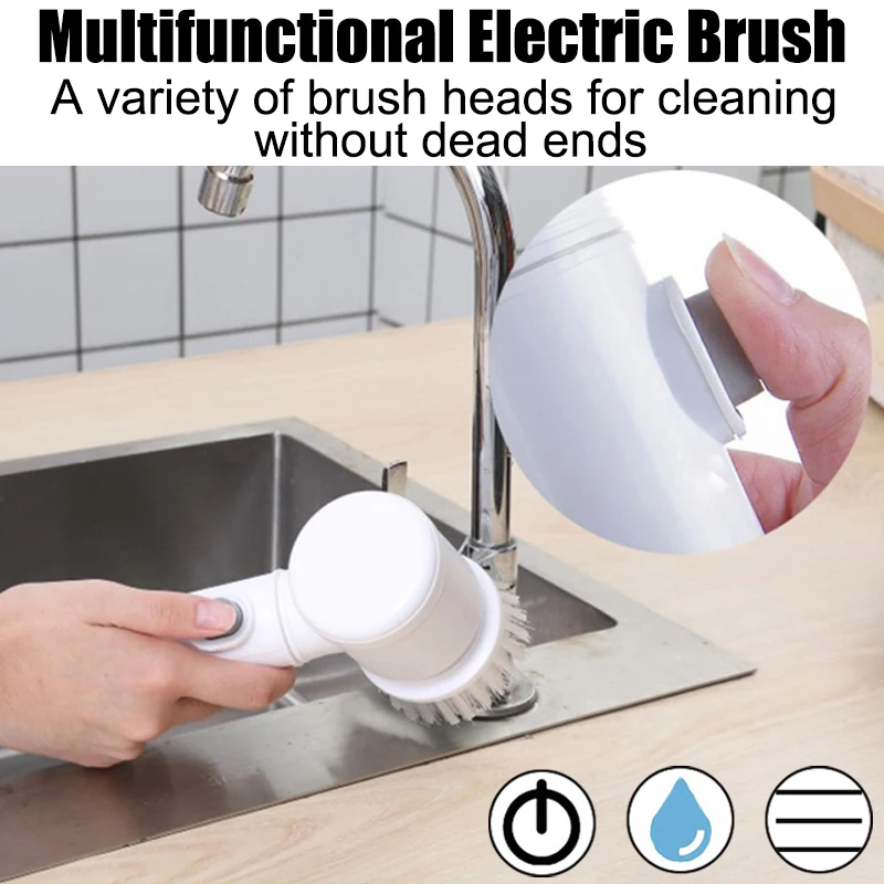 

Щетка ручная для ванны, электрическая вращающаяся щетка для уборки кухни, ванной комнаты, туалета, пола, уборки дома