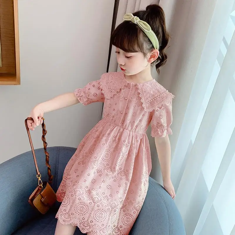 

Girls Dress 2023 New Summer Childrens Fashion Princess Dress Little Girl Short Sleeve Fairy Kids White Dresses for Girls Baby