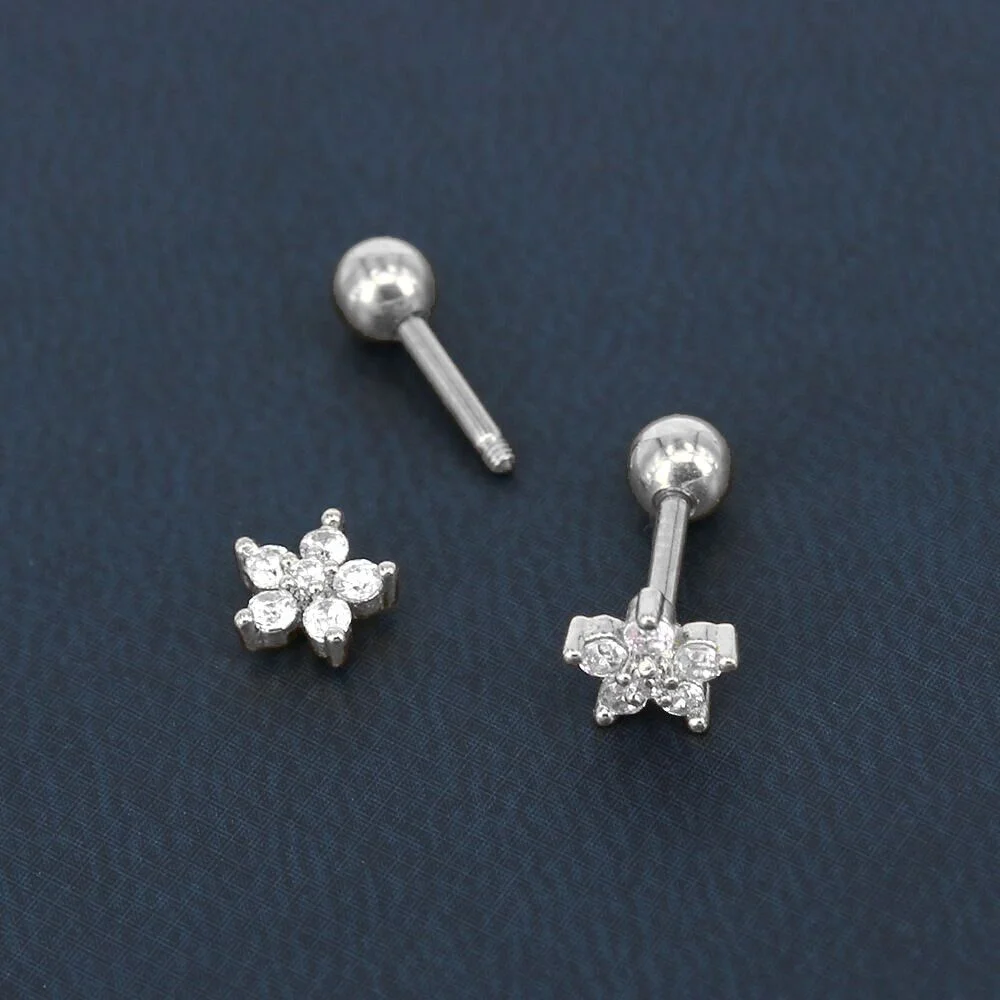 Delysia King Women Zircon Flowers Stud Earrings Simple and Stylish Jewelry