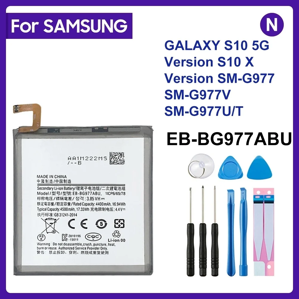 

SAMSUNG Orginal EB-BG977ABU 4500mAh Battery For Samsung GALAXY S10 5G Version S10 X Version SM-G977 SM-G977V/U/T Batteries+Tools