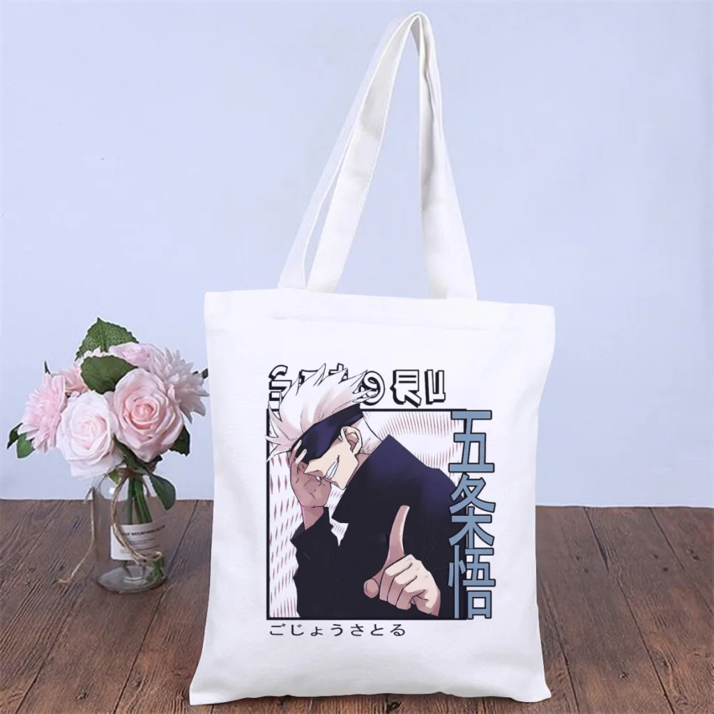

Сумка-тоут Sukuna Yuji itadoribag, аниме ююттусу кайсен, Холщовая Сумка через плечо, унисекс, с двойным рисунком, Женская милая сумка-тоут