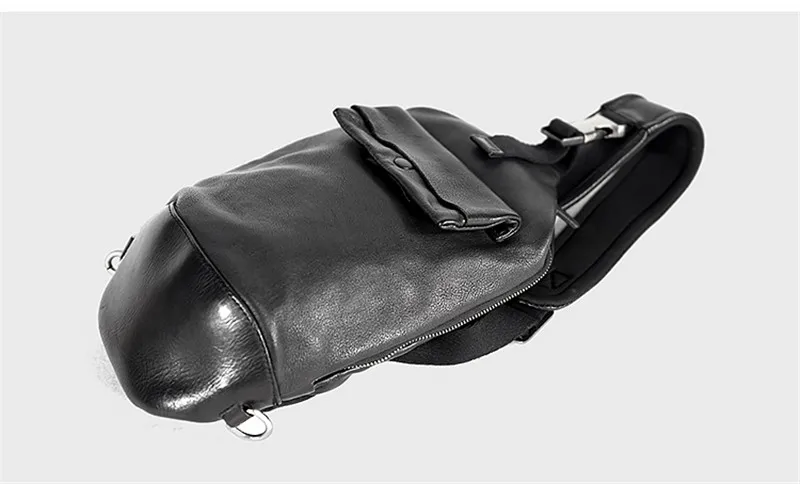 High-quality genuine leather men's black chest bag outdoor fashion casual daily designer luxury natural cowhide crossbody bags