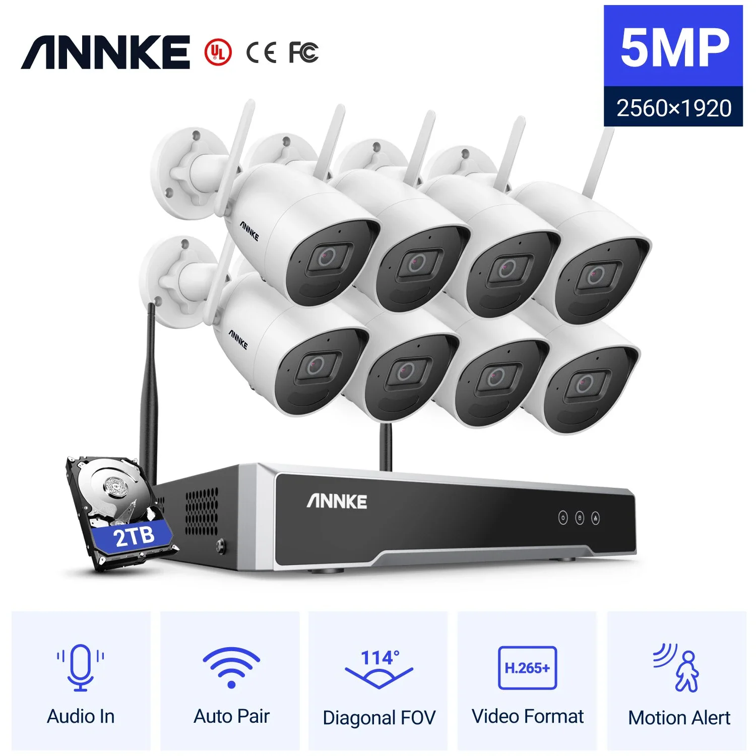 8ch Nvr Video Surveillance Kit Two Way Audio Wifi 8/4pcs Ip Security Camera 2.8mm