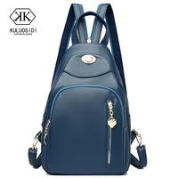 fashion women leather backpacks zipper female chest bag waterproof travel backpack solid color school bags for teenage girls