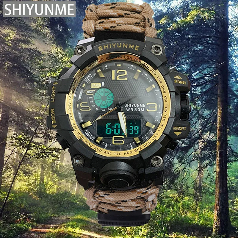 

Men Sport Watches LED Digital Watch 50m Waterproof Watch Compass Military Quartz Watch Sport Men Watches Relogio Masculino