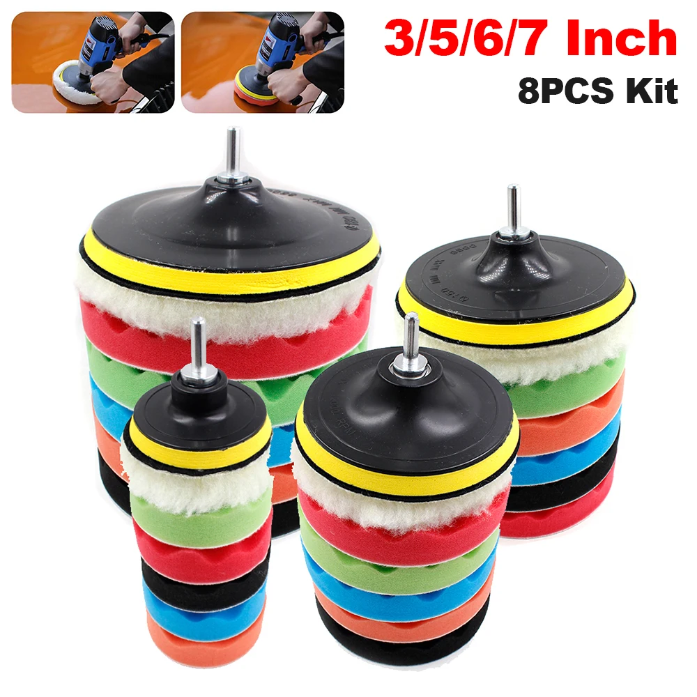 

3/5/6/7 Inch Car Polishing Kit Polish Pad Car Polishing Disc Waxing Sponge Car Polisher Buffing For Car Polisher Drill Adapter