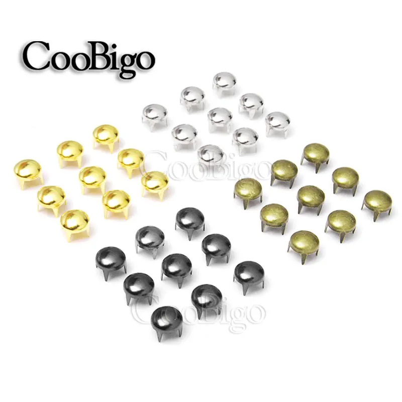 

100pcs 6mm Rivets Spike Studs Spots Round Dome Decoration Punk Rock Bag Leather Nailhead Craft Shoes Clothing DIY Accessories