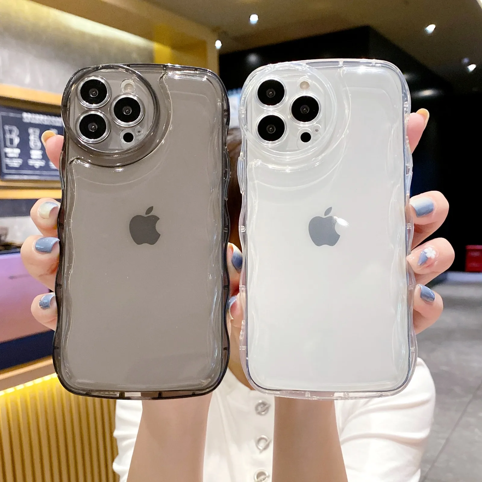 

Candy Color Wavy Edge Soft TPU Case For iPhone 13 12 11 Pro XS Max XR X 8 7 Plus SE 2022 2020 Round Camera Lens Protection Cover